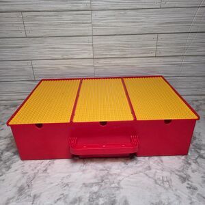 Lego Rare 1989 Vintage Red and Yellow 3 Compartment Storage Case w/ Sliding Lids
